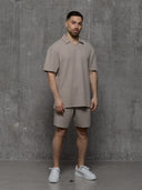 Textured Polo - Taupe