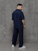 Plisse Trouser - Navy