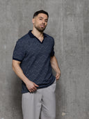 Men's Jacquard Polo - Navy