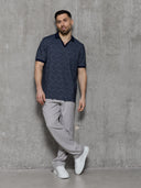 Men's Jacquard Polo - Navy